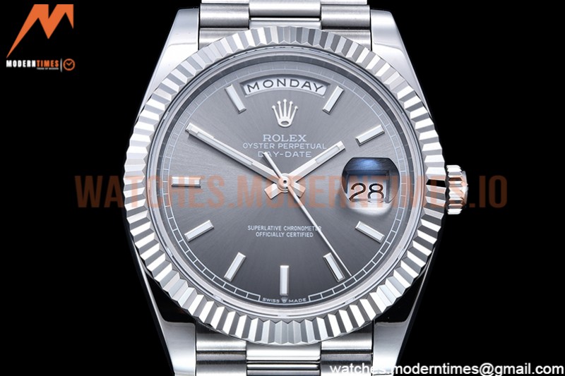 Rolex - DayDate 40mm Flt SS/SS Grey/Stk GSF A2836 Mod