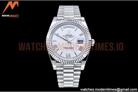 Rolex - DayDate 40mm Flt SS/SS White/Rm GSF A2836 Mod