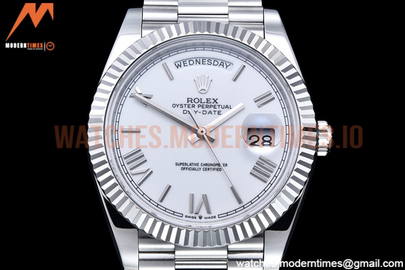 Rolex - DayDate 40mm Flt SS/SS White/Rm GSF A2836 Mod