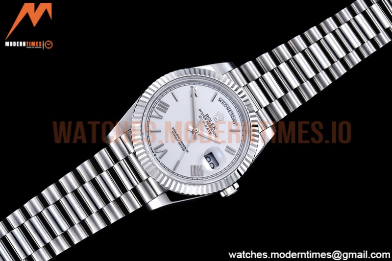 Rolex - DayDate 40mm Flt SS/SS White/Rm GSF A2836 Mod