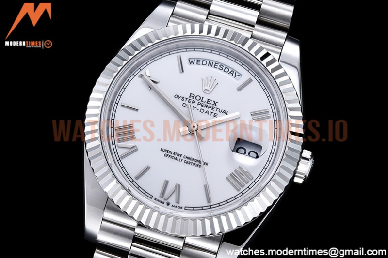 Rolex - DayDate 40mm Flt SS/SS White/Rm GSF A2836 Mod