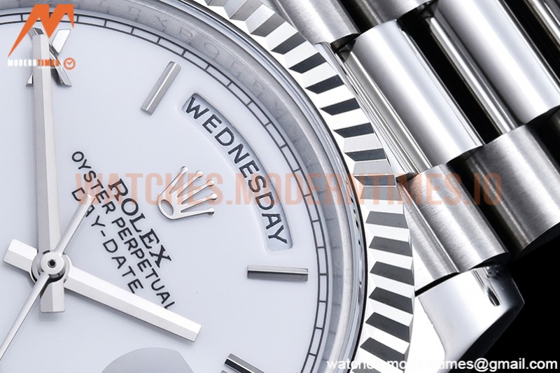 Rolex - DayDate 40mm Flt SS/SS White/Rm GSF A2836 Mod