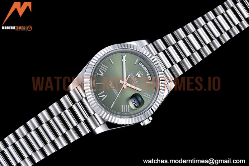 Rolex - DayDate 40mm Flt SS/SS Green/Rm GSF A2836 Mod