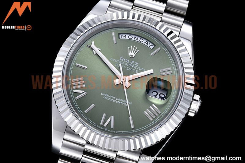 Rolex - DayDate 40mm Flt SS/SS Green/Rm GSF A2836 Mod