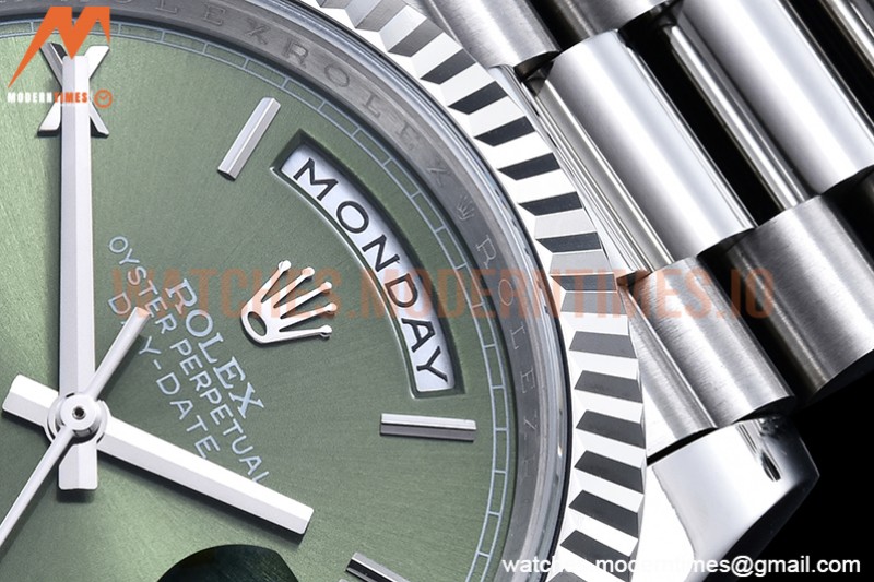 Rolex - DayDate 40mm Flt SS/SS Green/Rm GSF A2836 Mod