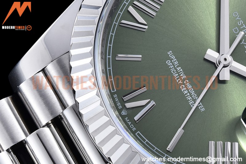 Rolex - DayDate 40mm Flt SS/SS Green/Rm GSF A2836 Mod