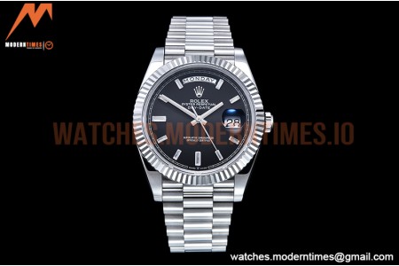 Rolex - DayDate 40mm Flt SS/SS Black/Dia GSF A2836 Mod