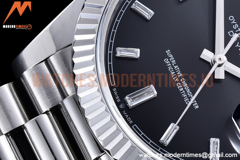 Rolex - DayDate 40mm Flt SS/SS Black/Dia GSF A2836 Mod