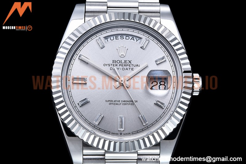 Rolex - DayDate 40mm Flt SS/SS Silver/Dia GSF A2836 Mod