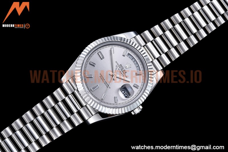 Rolex - DayDate 40mm Flt SS/SS Silver/Dia GSF A2836 Mod