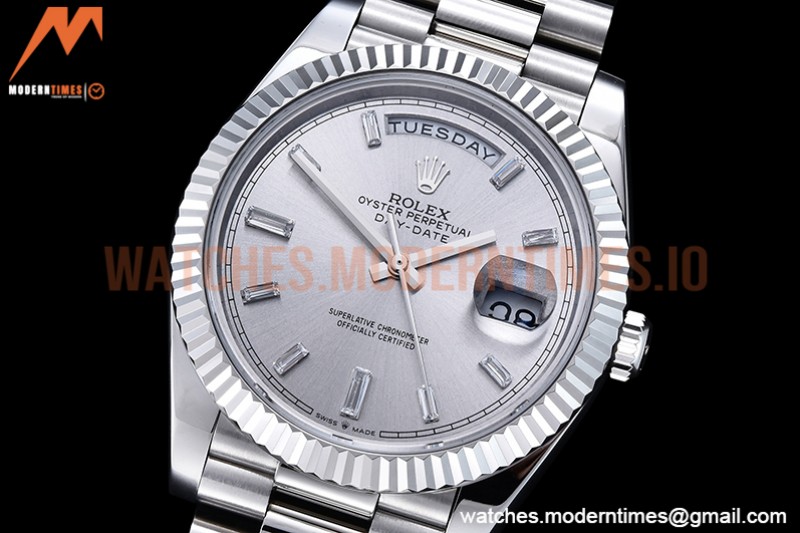 Rolex - DayDate 40mm Flt SS/SS Silver/Dia GSF A2836 Mod