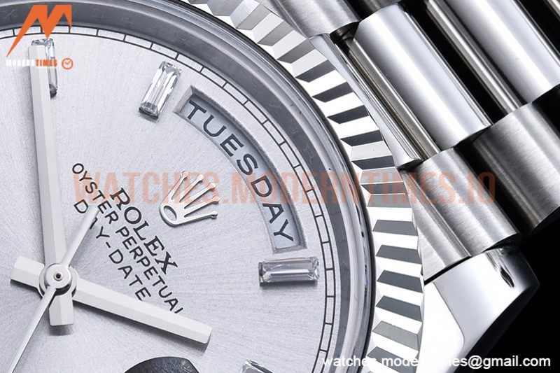 Rolex - DayDate 40mm Flt SS/SS Silver/Dia GSF A2836 Mod