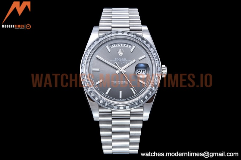 Rolex - DayDate 40mm Dia SS/SS Grey/Stk GSF A2836 Mod