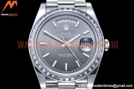 Rolex - DayDate 40mm Dia SS/SS Grey/Stk GSF A2836 Mod