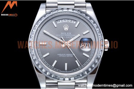 Rolex - DayDate 40mm Dia SS/SS Grey/Stk GSF A2836 Mod