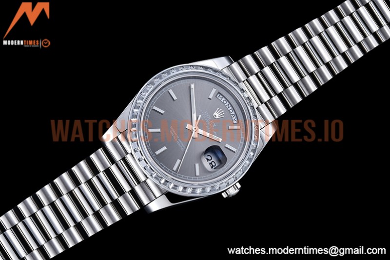 Rolex - DayDate 40mm Dia SS/SS Grey/Stk GSF A2836 Mod