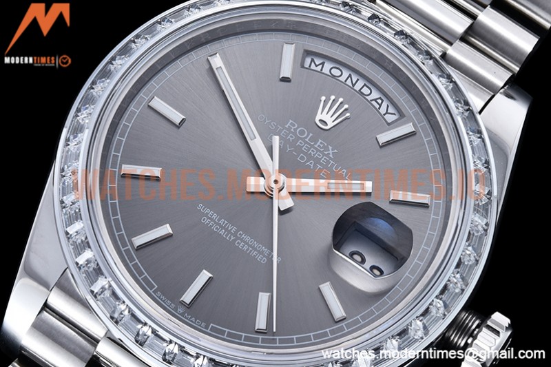 Rolex - DayDate 40mm Dia SS/SS Grey/Stk GSF A2836 Mod