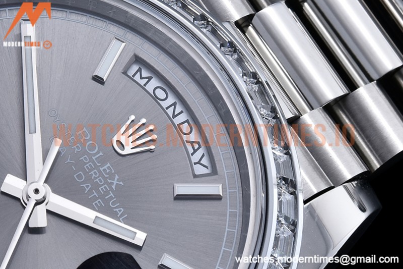 Rolex - DayDate 40mm Dia SS/SS Grey/Stk GSF A2836 Mod
