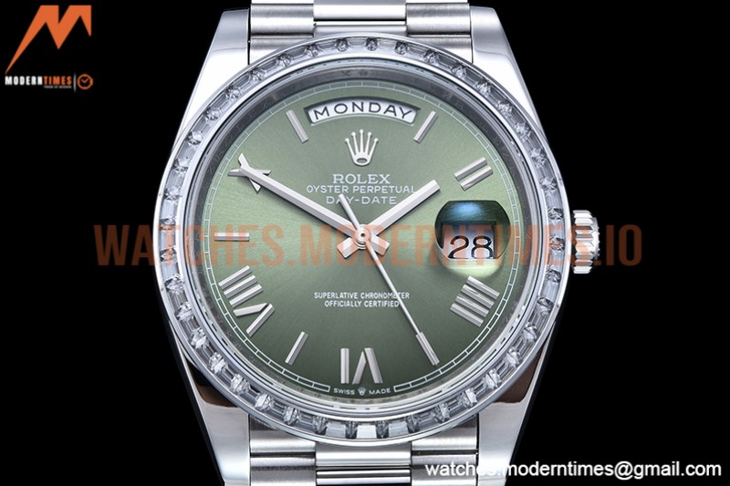 Rolex - DayDate 40mm Dia SS/SS Green/Rm GSF A2836 Mod