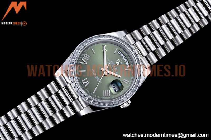 Rolex - DayDate 40mm Dia SS/SS Green/Rm GSF A2836 Mod