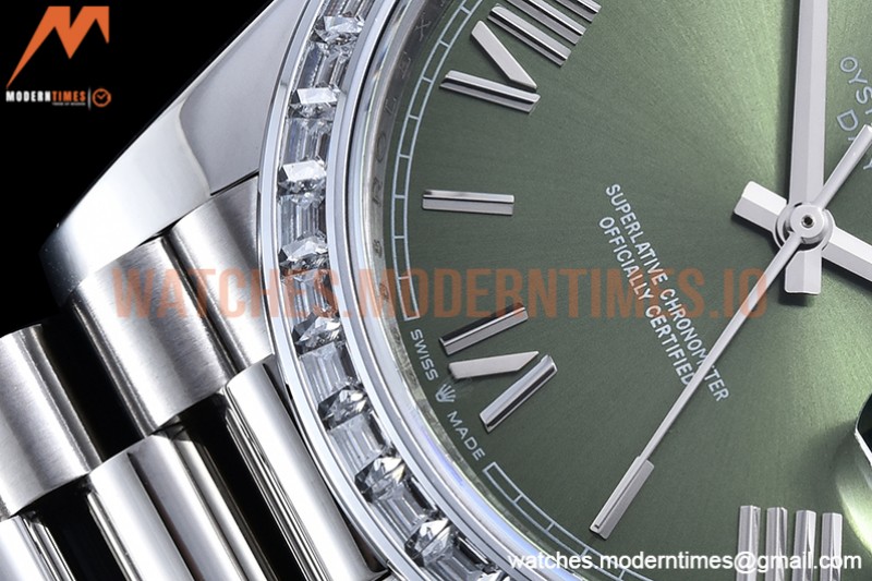 Rolex - DayDate 40mm Dia SS/SS Green/Rm GSF A2836 Mod
