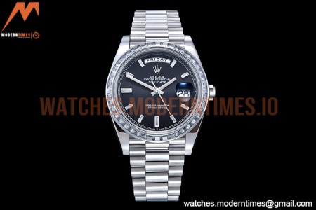 Rolex - DayDate 40mm Dia SS/SS Blk/Dia GSF A2836 Mod