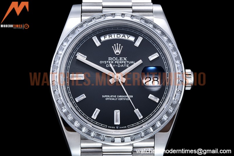 Rolex - DayDate 40mm Dia SS/SS Blk/Dia GSF A2836 Mod