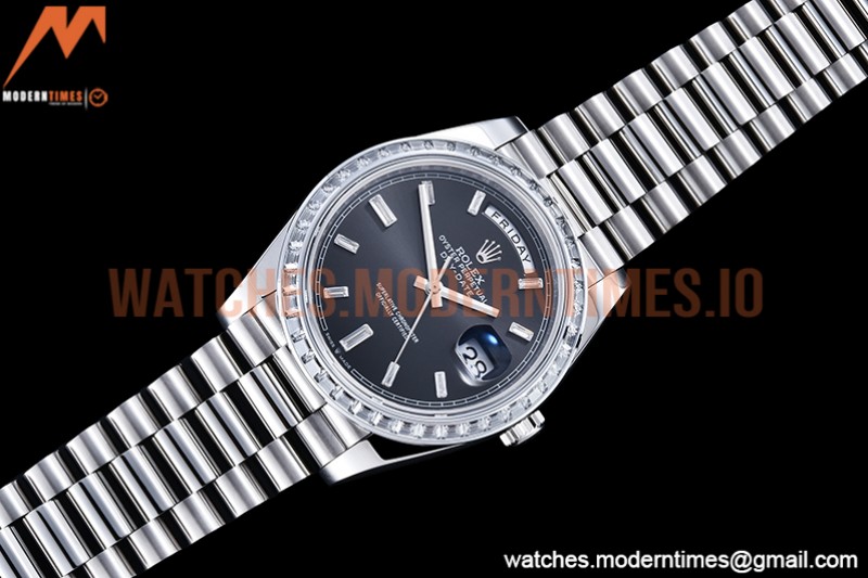 Rolex - DayDate 40mm Dia SS/SS Blk/Dia GSF A2836 Mod