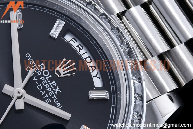 Rolex - DayDate 40mm Dia SS/SS Blk/Dia GSF A2836 Mod