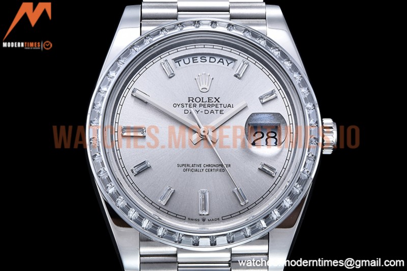 Rolex - DayDate 40mm Dia SS/SS Silv/Dia GSF A2836 Mod