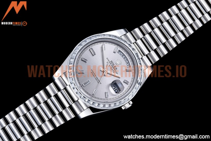 Rolex - DayDate 40mm Dia SS/SS Silv/Dia GSF A2836 Mod
