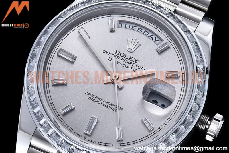 Rolex - DayDate 40mm Dia SS/SS Silv/Dia GSF A2836 Mod