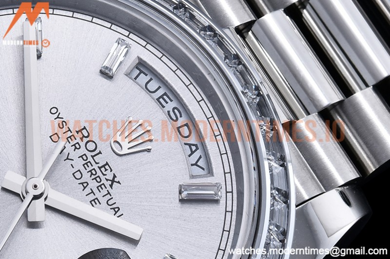 Rolex - DayDate 40mm Dia SS/SS Silv/Dia GSF A2836 Mod