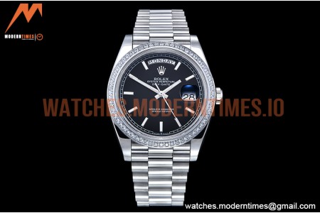 Rolex - DayDate 40mm Flt Dia SS/SS Black/Stk GSF A2836 Mod